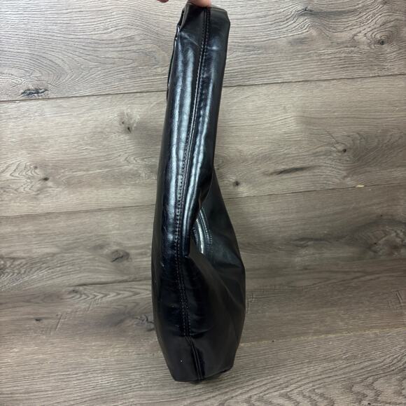 ZARA Shoulder Bag Hobo Black Faux Leather Slouchy Large Tote Purse Zip Closure - Picture 6 of 16